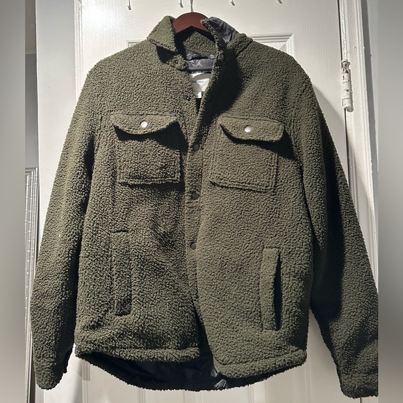 Old Navy Medium Green Sherpa overcoat/jacket - Picture 2 of 3